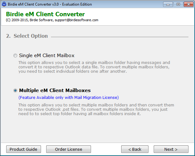 screenshot of eM Client Converter